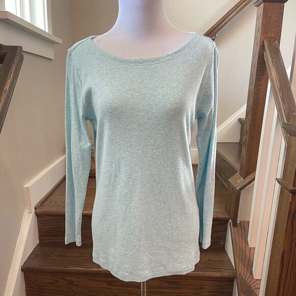 Vineyard Vines Heathered Blue Boatneck Simple Tee Size Medium - Picture 1 of 8